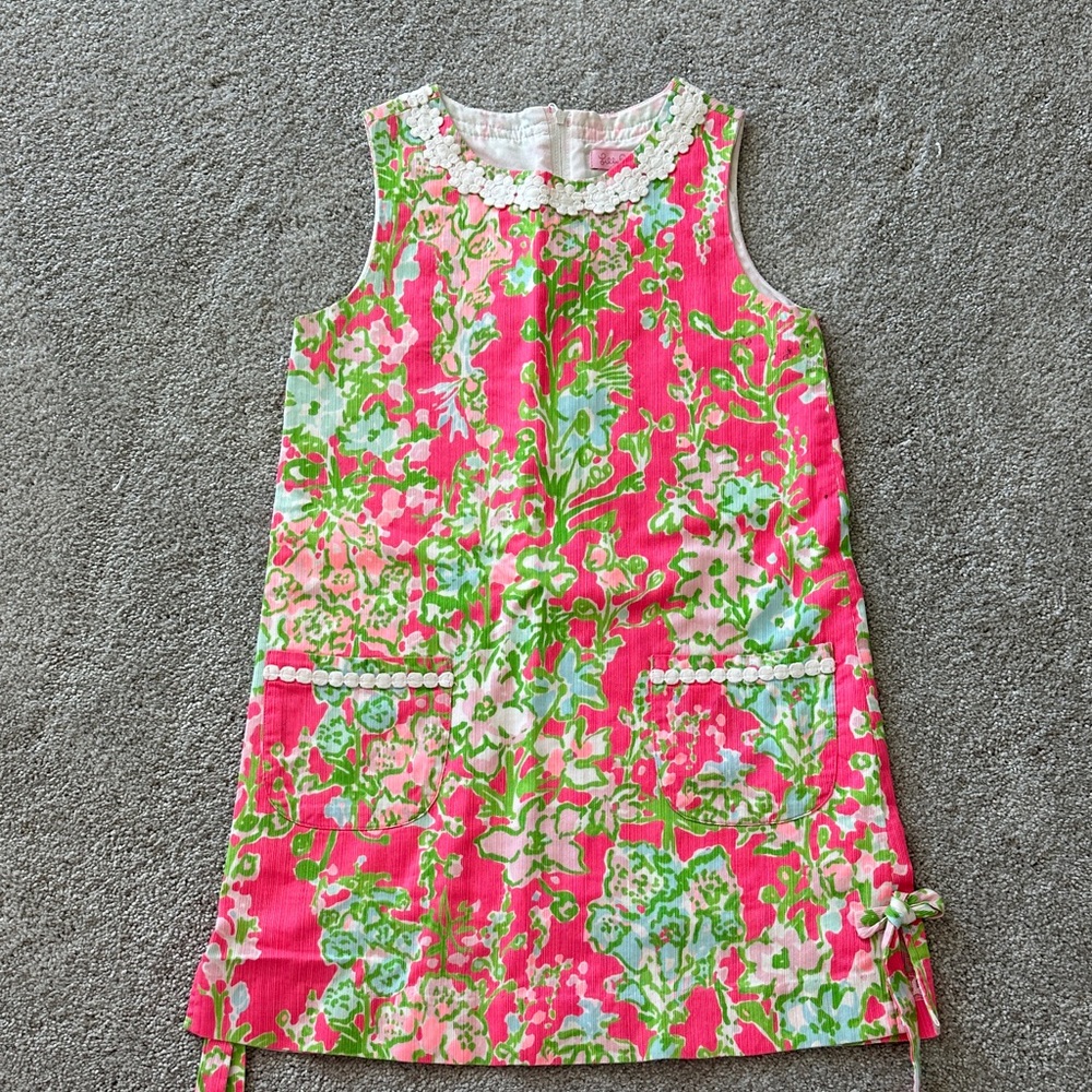 Lilly Pulitzer Pink and Green Floral Kids Casual Dress